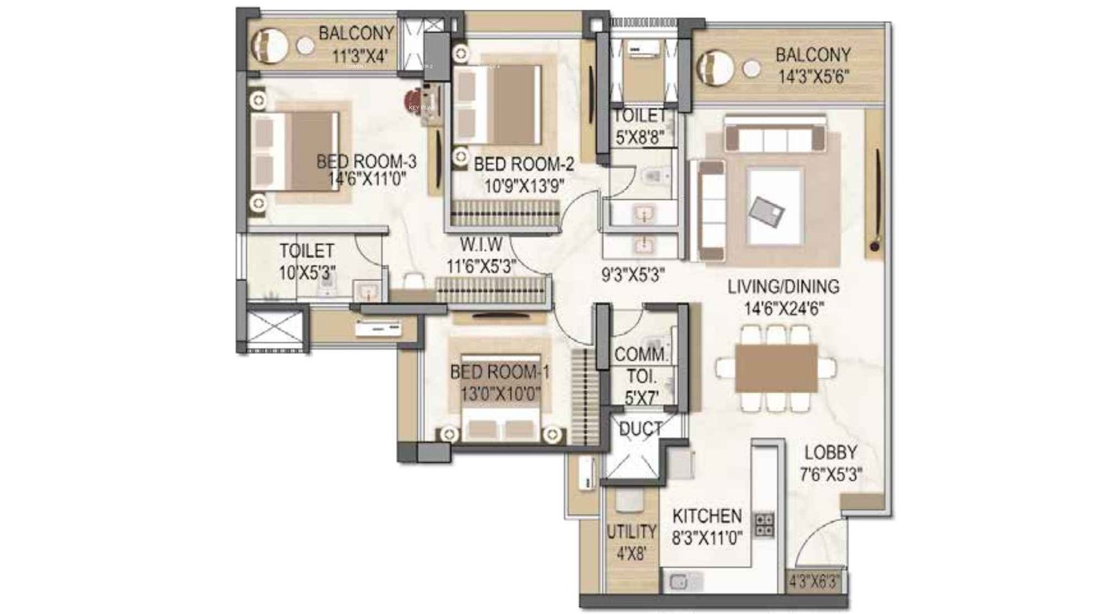 Livience-Aleenta-3BHK-Unit-Floor-Plan-1438-Sq.ft